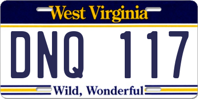 WV license plate DNQ117