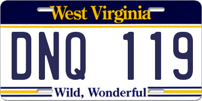 WV license plate DNQ119