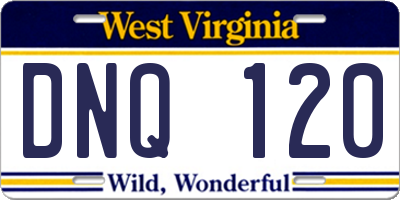 WV license plate DNQ120