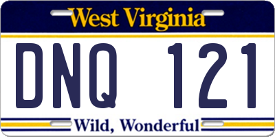 WV license plate DNQ121
