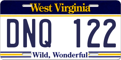 WV license plate DNQ122
