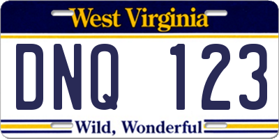 WV license plate DNQ123