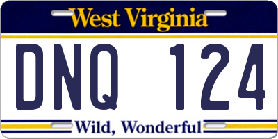 WV license plate DNQ124