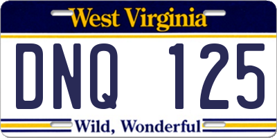WV license plate DNQ125