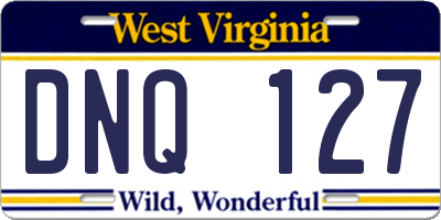 WV license plate DNQ127