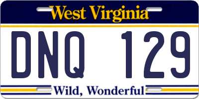 WV license plate DNQ129