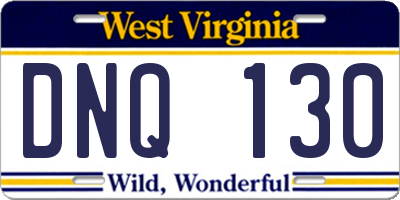 WV license plate DNQ130