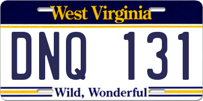 WV license plate DNQ131