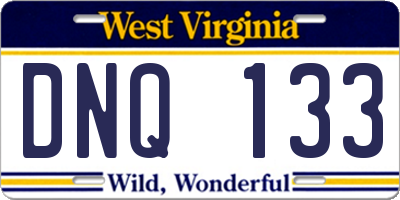 WV license plate DNQ133