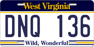 WV license plate DNQ136