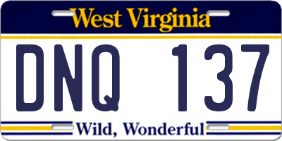 WV license plate DNQ137