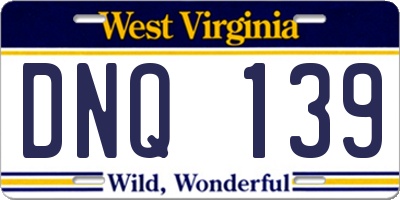 WV license plate DNQ139