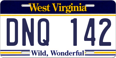 WV license plate DNQ142
