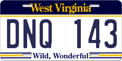 WV license plate DNQ143