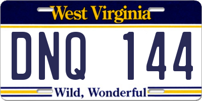 WV license plate DNQ144