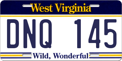 WV license plate DNQ145