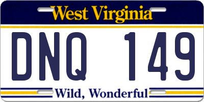 WV license plate DNQ149