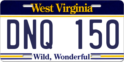 WV license plate DNQ150