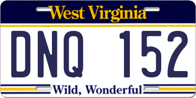 WV license plate DNQ152
