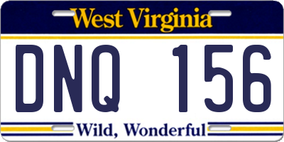 WV license plate DNQ156