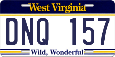 WV license plate DNQ157