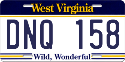 WV license plate DNQ158