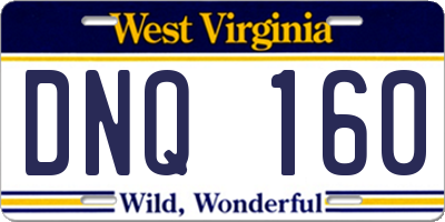 WV license plate DNQ160