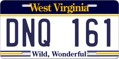 WV license plate DNQ161