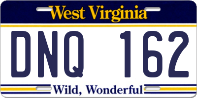 WV license plate DNQ162