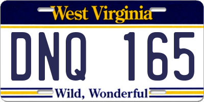 WV license plate DNQ165