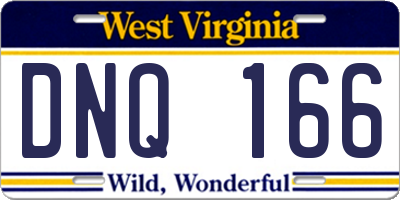 WV license plate DNQ166