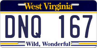 WV license plate DNQ167