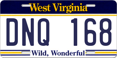 WV license plate DNQ168