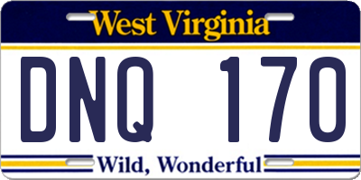 WV license plate DNQ170