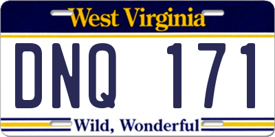 WV license plate DNQ171