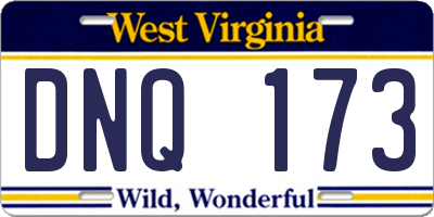 WV license plate DNQ173