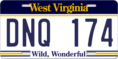 WV license plate DNQ174