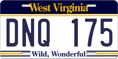 WV license plate DNQ175