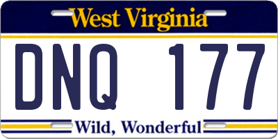 WV license plate DNQ177