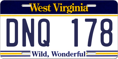 WV license plate DNQ178