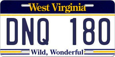 WV license plate DNQ180