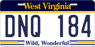 WV license plate DNQ184