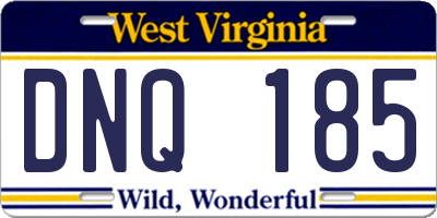 WV license plate DNQ185