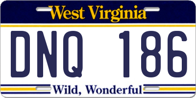 WV license plate DNQ186