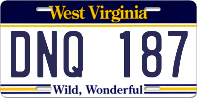 WV license plate DNQ187