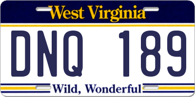WV license plate DNQ189