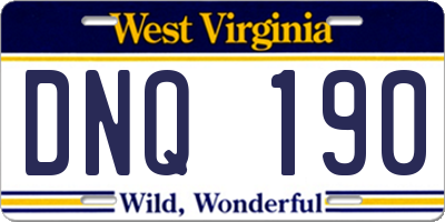 WV license plate DNQ190