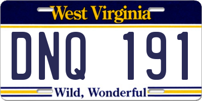 WV license plate DNQ191