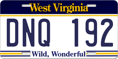 WV license plate DNQ192