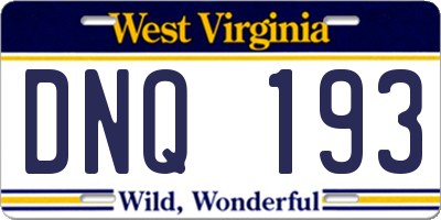WV license plate DNQ193